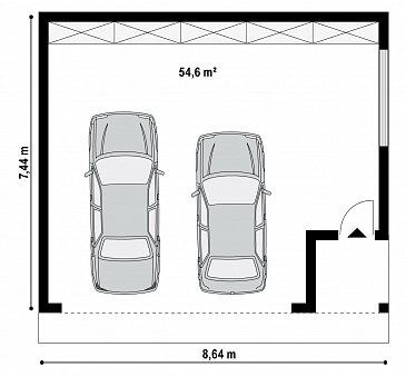 Проект просторного гаража из газобетона для двух автомобилей  / План 1 этажа Проект просторного гаража из газобетона для двух автомобилей  / План 1 этажа