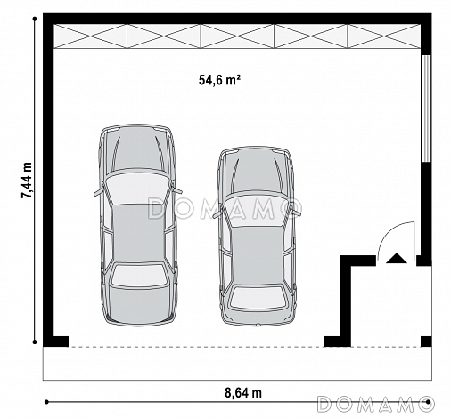 Проект просторного гаража из газобетона для двух автомобилей  / План 1 этажа Проект просторного гаража из газобетона для двух автомобилей  / План 1 этажа