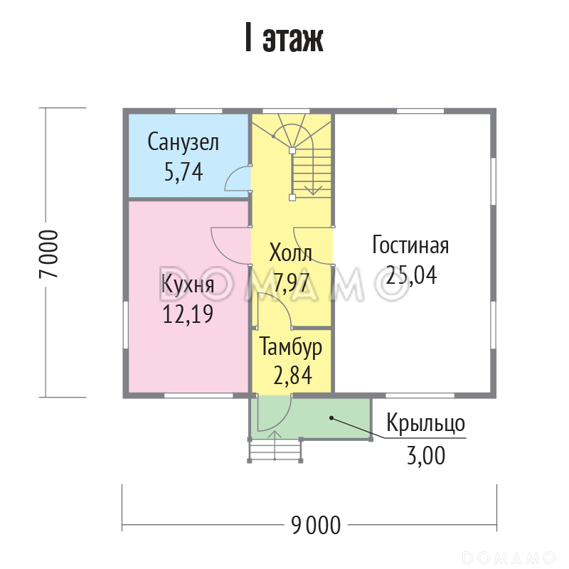 Проект небольшого уютного дома  / План 1 этажа