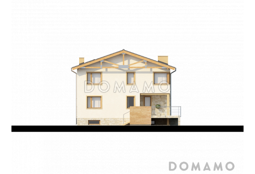 Проект большого двухэтажного дома из кирпича с цокольным этажом и подземным гаражом / Фасад 2