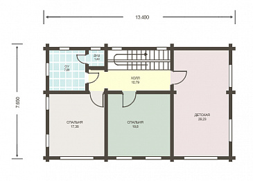 Проект деревянного дома из клееного бруса с отдельным входом в котельную / План 2 этажа Проект деревянного дома из клееного бруса с отдельным входом в котельную / План 2 этажа