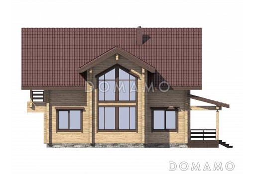 Проект дома из бруса с небольшой кухней / Фасад 2