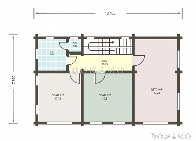 Проект деревянного дома из клееного бруса с отдельным входом в котельную / План 2 этажа Проект деревянного дома из клееного бруса с отдельным входом в котельную / План 2 этажа