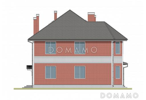 Проект дома из газобетона с эркером и навесом для автомобиля / Фасад 3