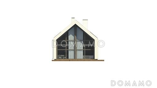 Проект одноэтажного мансардного дома из газобетона с балконом и современными элементами экстерьера и встроенным гаражом / Фасад 1