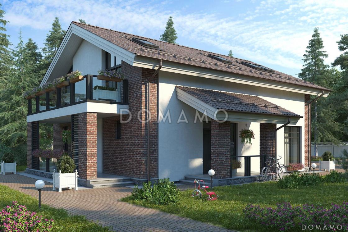 Проект двухэтажного дома из газобетона с 5 спальнями, сауной и большим балконом / 4