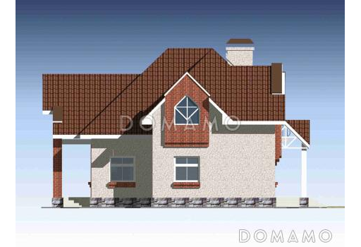 Проект дома с частичной облицовкой фасада облицовочным кирпичом / Фасад 2