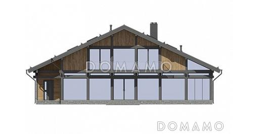 Проект энергоэффективного дома фахверк с гаражом на две машины / Задний фасад