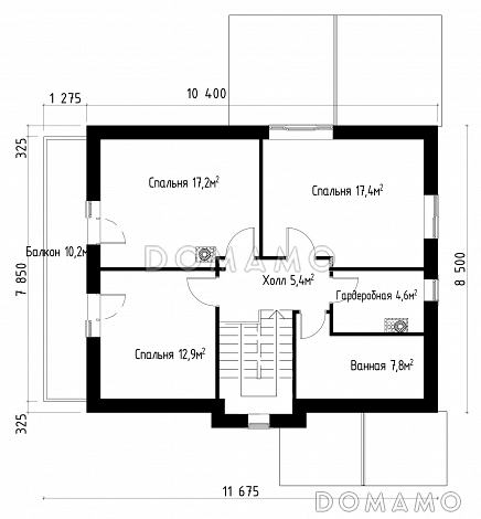 Проект коттеджа шале с террасой и балконом. / План мансардного этажа Проект коттеджа шале с террасой и балконом. / План мансардного этажа