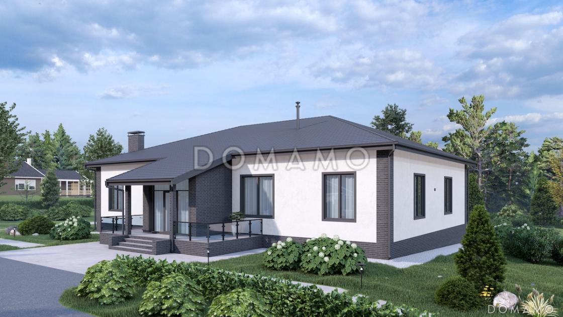 Проект П-образного дома с мансардой, мастер-спальней, кабинетом и вторым светом / 1