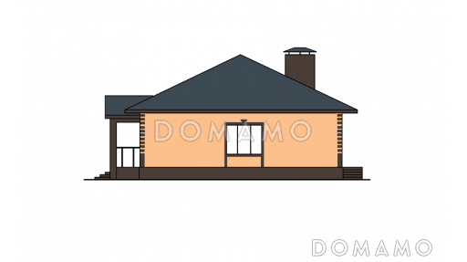 Проект загородного дома с ванной и душевой, просторной гостиной, гардеробной с окном, кладовой в котельной / Фасад 1