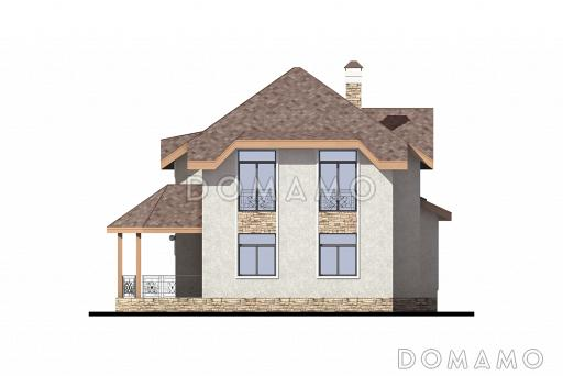 Проект дома с 4 спальнями, гаражом и сауной / Фасад 4