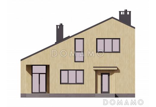 Проект дома с тремя спальнями на мансарде, вторым светом и комнатой на первом этаже / Фасад 1