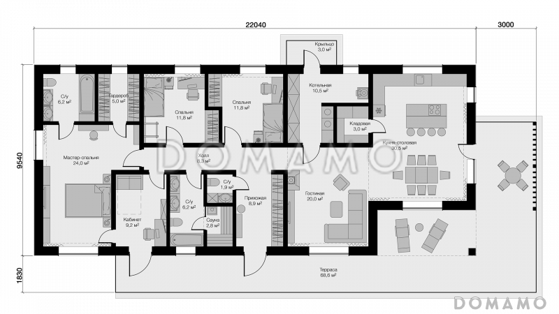 Пенаты L Брик Моно / План 1 этажа