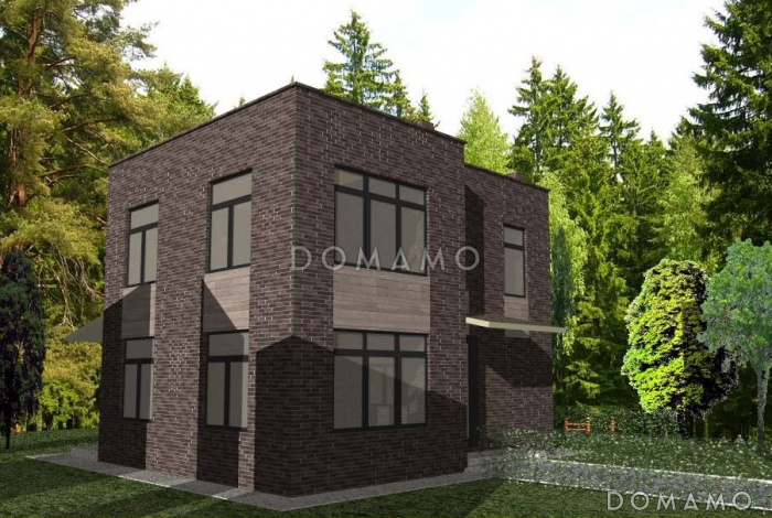 Проект коттеджа с плоской кровлей из клееного бруса Проект коттеджа с плоской кровлей из клееного бруса