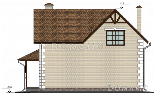 Проект двухэтажного кирпичного дома с французским балконом / Фасад 2