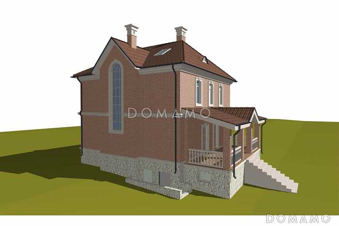 Проект классического коттеджа из кирпича с подвалом и террасой Проект классического коттеджа из кирпича с подвалом и террасой