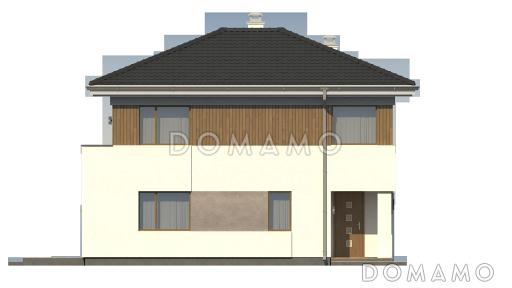Проект компактного двухэтажного дома из кирпича с тремя спальнями / Фасад 1