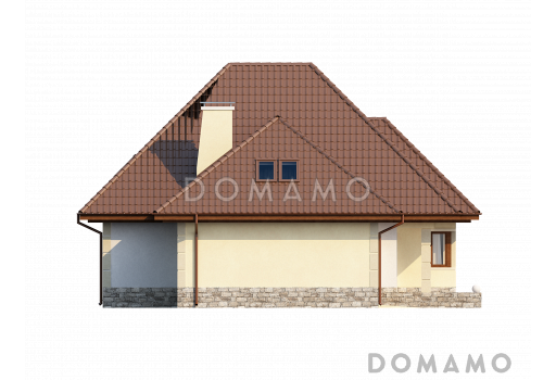 Проект просторного мансардного дома из газобетона с четырьмя спальнями, гаражом и барбекю не террасе / Фасад 4