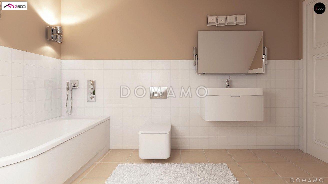 Проект компактного одноэтажного мансардного дома из кирпича с тремя спальнями и фронтальной террасой / 10