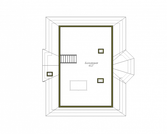 Проект двухэтажного кирпичного коттеджа с мансардой / План мансардного этажа