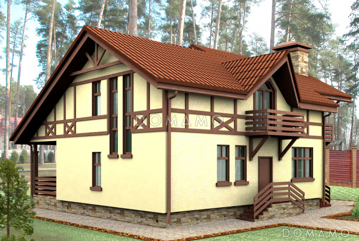 Проект коттеджа из СИП панелей с четырьмя балконами Проект коттеджа из СИП панелей с четырьмя балконами