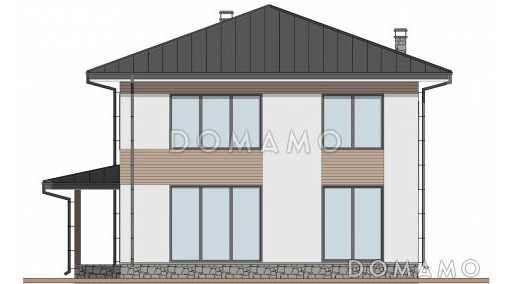 Проект дома с четырьмя спальнями, вторым светом в гостиной и гардеробными на обоих этажах / Фасад 1