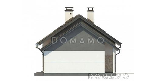 Проект одноэтажного мансардного дома из кирпича с просторной гостиной, гаражом и четырьмя спальнями / Фасад 3