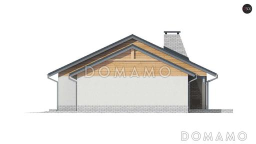 Проект простого компактного одноэтажного дома из кирпича с тремя спальнями и гаражом / Фасад 2