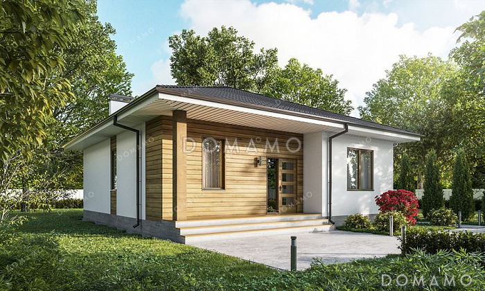 Проект одноэтажного дома с тремя спальнями и террасой Проект одноэтажного дома с тремя спальнями и террасой