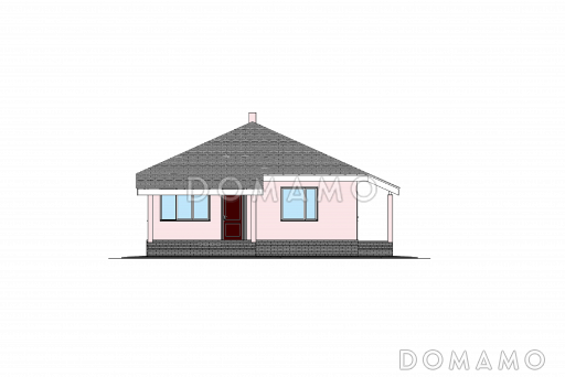 Проект одноэтажного дома с террасами и верандой, кухней-столовой, двумя спальнями / Фасад 3
