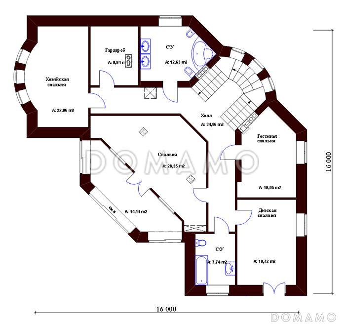 Проект кирпичного дома / План 2 этажа