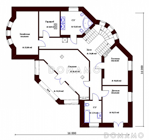Проект кирпичного дома / План 2 этажа Проект кирпичного дома / План 2 этажа