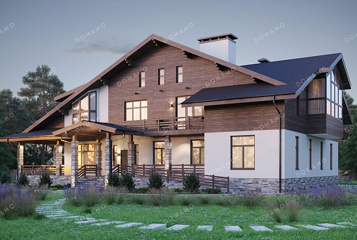 Проект дома с сауной, бассейном и зимним садом