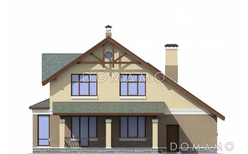 Проект дома из пеноблоков для постоянного проживания с гаражом для одной машины / Фасад 3