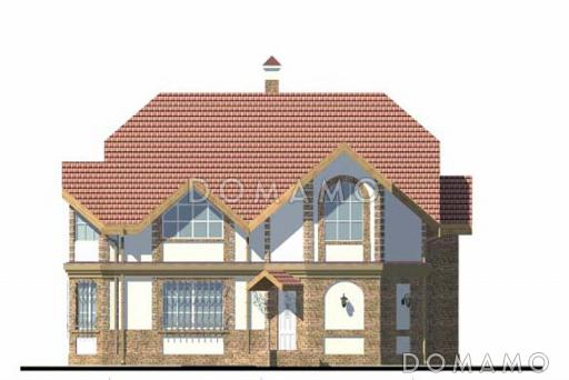 Проект дома из СИП панелей с многощипцовой крышей / Фасад 1