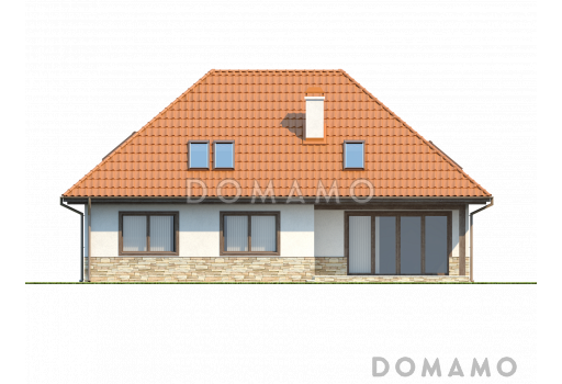 Проект классического мансардного дома из газобетона с необычной планировкой второго этажа / Фасад 2