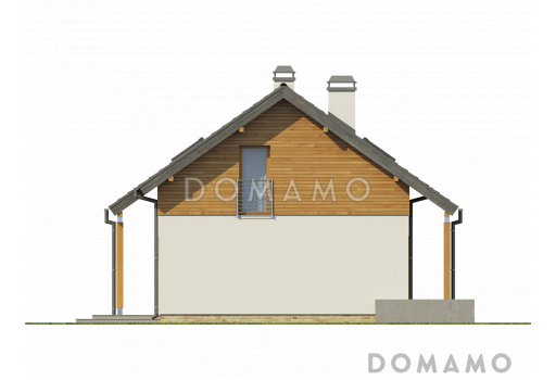 Проект компактного одноэтажного мансардного дома из газобетона с кабинетом и тремя спальнями и большой котельной / Фасад 1
