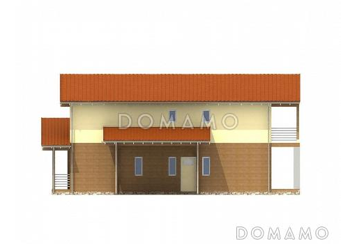 Проект каркасного дома с навесом для машины / Фасад 2