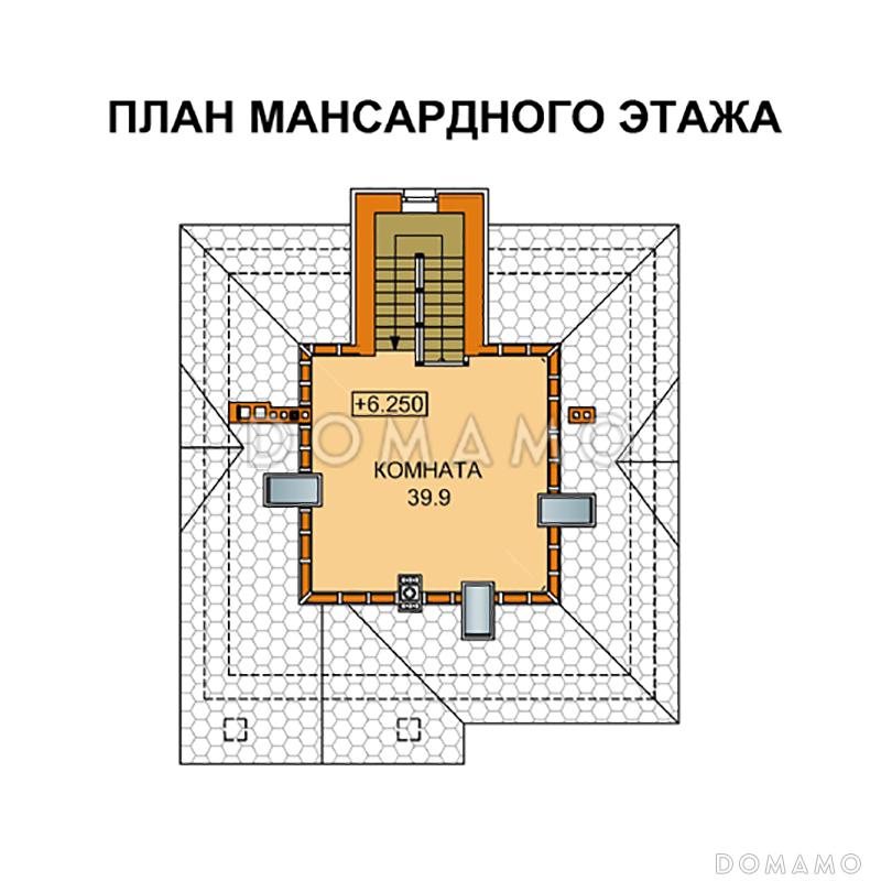 Проект дома с бильярдной, хамамом и большой террасой / План мансардного этажа