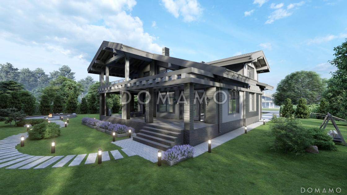 Проект мансардного дома с сауной, вторым светом, террасой и балконом / 1