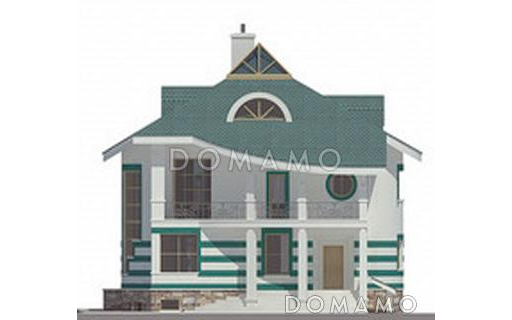 Проект коттеджа с двусветной гостиной и зимним садом / Фасад 1