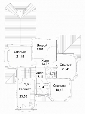 Проект дома из кирпича с сауной и пристроенным бассейном / План 2 этажа Проект дома из кирпича с сауной и пристроенным бассейном / План 2 этажа