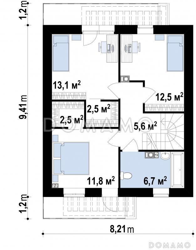 Проект компактного двухэтажного дома из кирпича современного дизайна / План 2 этажа