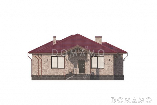 Проект одноэтажного дома с просторным холлом и террасой / Фасад 4