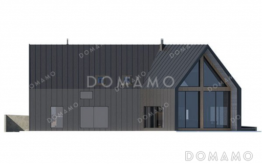 Проект одноэтажного дома с мансардой и большими окнами / Фасад 1