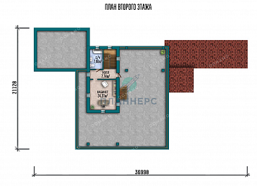 Проект двухэтажного дома с бассейном и гаражом на два автомобиля / План 2 этажа Проект двухэтажного дома с бассейном и гаражом на два автомобиля / План 2 этажа