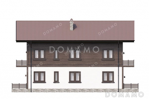 Проект дома с террасой и четырьмя спальнями / Фасад 3