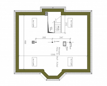Проект двухэтажного коттеджа из СИП панелей с четырехскатной кровлей / План мансардного этажа Проект двухэтажного коттеджа из СИП панелей с четырехскатной кровлей / План мансардного этажа