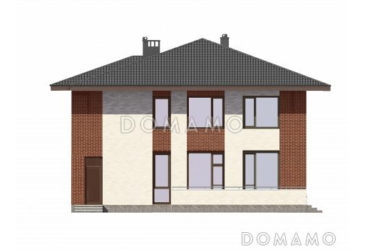 Проект двухэтажного дома из газобетона с просторной гардеробной / Фасад 3